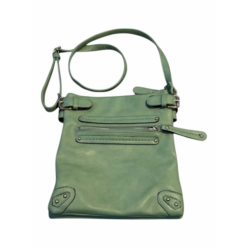 MYSTIQUE Women’s Sage Green Faux Leather Crossbody Shoulder Bag